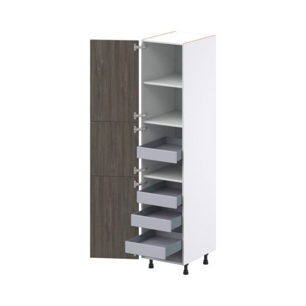 Cordyline Textured Slab Walnut Assembled Pantry Cabinet with 2 Doors and 4 Inner Drawers (18 in. W X 84.5 in. H X 24 in. D)