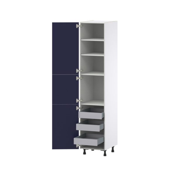 Camellia Painted Midnight Blue Recessed Assembled Pantry Cabinet with 2 Doors and 3 Inner Drawers (18 in. W X 89.5 in. H X 24 in. D)