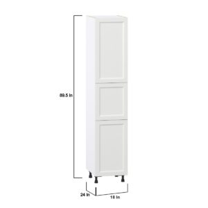 Magnolia Painted Bright White Recessed Assembled Pantry Cabinet with 2 Doors and 3 Inner Drawers (18 in. W X 89.5 in. H X 24 in. D)