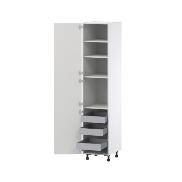 Magnolia Painted Bright White Recessed Assembled Pantry Cabinet with 2 Doors and 3 Inner Drawers (18 in. W X 89.5 in. H X 24 in. D)