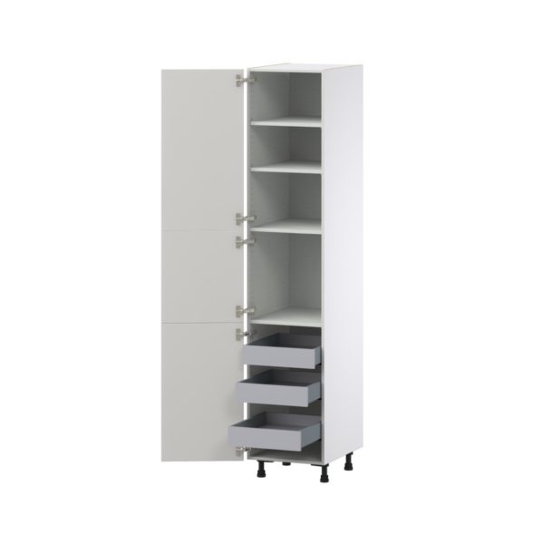 Wisteria Painted Light Gray Recessed Assembled Pantry Cabinet with 2 Doors and 3 Inner Drawers (18 in. W X 89.5 in. H X 24 in. D)