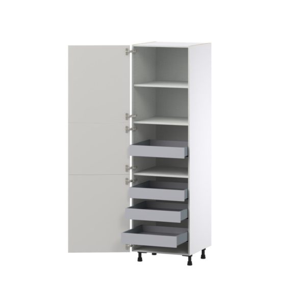 Wisteria Painted Light Gray Recessed Assembled Pantry Cabinet with 2 Doors and 4 Inner Drawers (24 in. W X 84.5 in. H X 24 in. D)