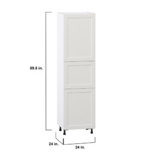 Wisteria Painted Light Gray Recessed Assembled Pantry Cabinet with 2 Doors and 3 Inner Drawers (24 in. W X 89.5 in. H X 24 in. D)