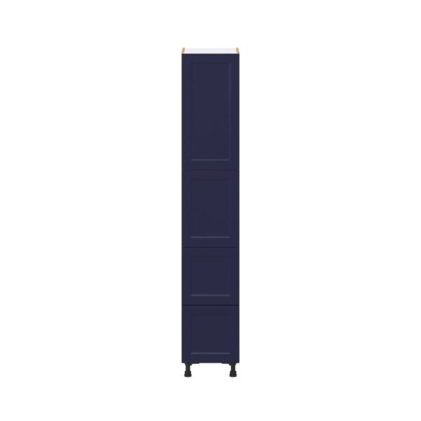 Camellia Painted Midnight Blue Recessed Assembled Pantry Cabinet 2 Doors with 2 Drawers and 2 Inner Drawers (15 in. W X 84.5 in. H X 24 in. D)