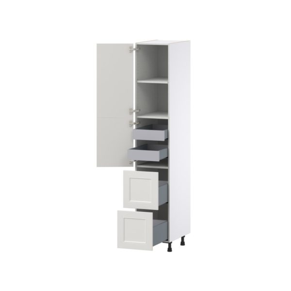 Wisteria Painted Light Gray Recessed Assembled Pantry Cabinet 2 Doors with 2 Drawers and 2 Inner Drawers (15 in. W X 84.5 in. H X 24 in. D)