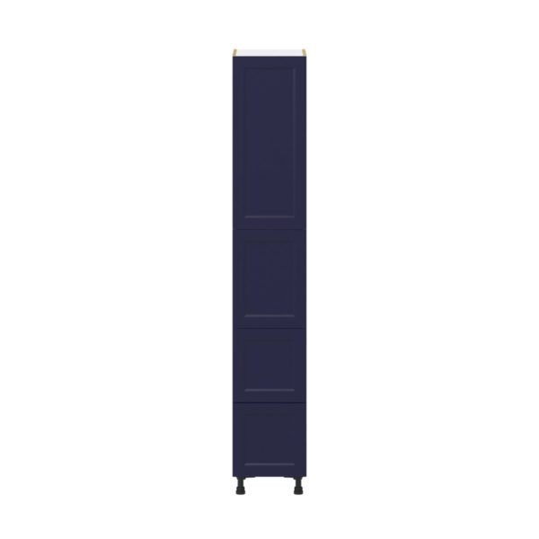 Camellia Painted Midnight Blue Recessed Assembled Pantry Cabinet 2 Doors with 2 Drawers and 2 Inner Drawers (15 in. W X 89.5 in. H X 24 in. D)