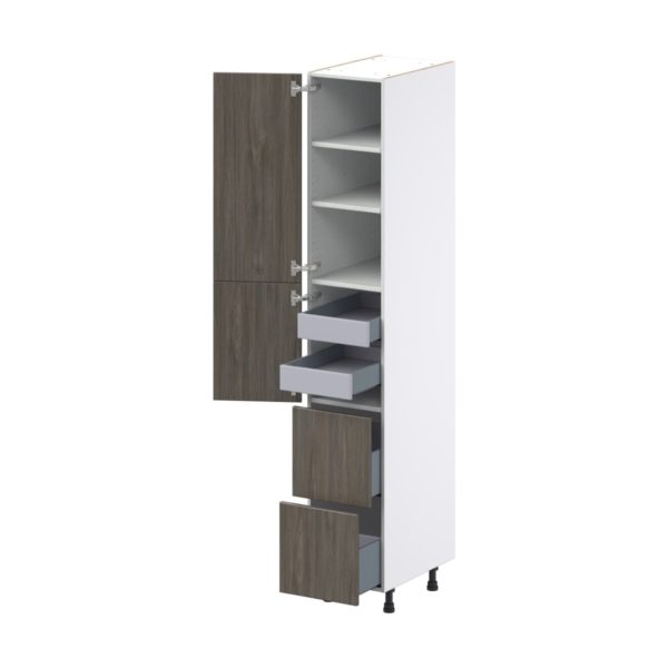 Cordyline Textured Slab Walnut Assembled Pantry Cabinet 2 Doors with 2 Drawers and 2 Inner Drawers (15 in. W X 89.5 in. H X 24 in. D)