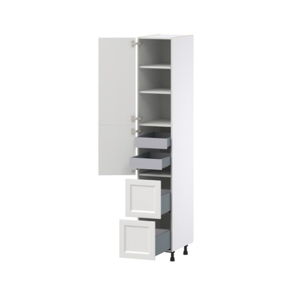 Magnolia Painted Bright White Recessed Assembled Pantry Cabinet 2 Doors with 2 Drawers and 2 Inner Drawers (15 in. W X 89.5 in. H X 24 in. D)