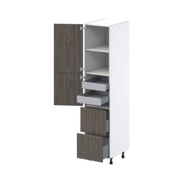 Cordyline Textured Slab Walnut Assembled Pantry Cabinet 2 Doors with 2 Drawers and 2 Inner Drawers (18 in. W X 84.5 in. H X 24 in. D)