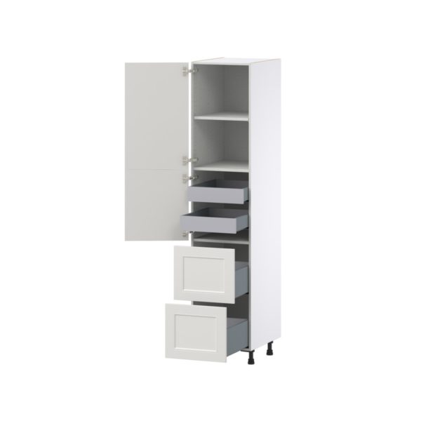 Wisteria Painted Light Gray Recessed Assembled Pantry Cabinet 2 Doors with 2 Drawers and 2 Inner Drawers (18 in. W X 84.5 in. H X 24 in. D)