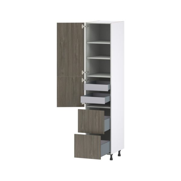 Cordyline Textured Slab Walnut Assembled Pantry Cabinet 1 Doors with 2 Drawers and 2 Inner Drawers (18 in. W X 89.5 in. H X 24 in. D)