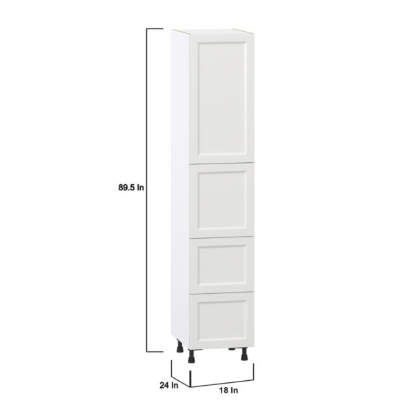 Magnolia Painted Bright White Recessed Assembled Pantry Cabinet 1 Doors with 2 Drawers and 2 Inner Drawers (18 in. W X 89.5 in. H X 24 in. D)