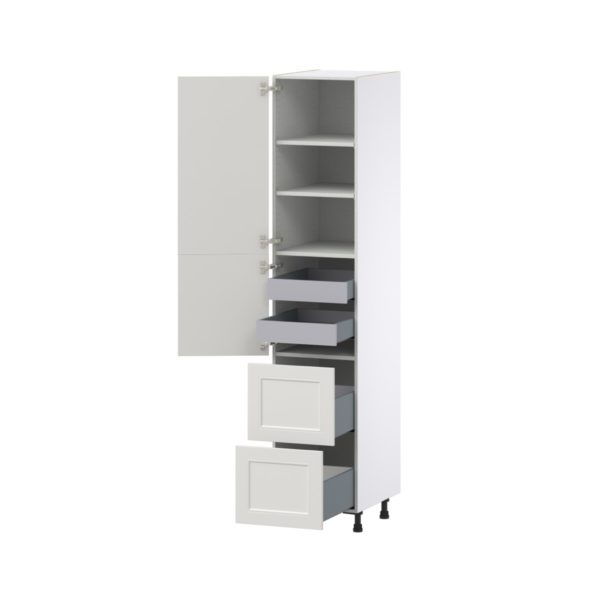 Wisteria Painted Light Gray Recessed Assembled Pantry Cabinet 1 Doors with 2 Drawers and 2 Inner Drawers (18 in. W X 89.5 in. H X 24 in. D)