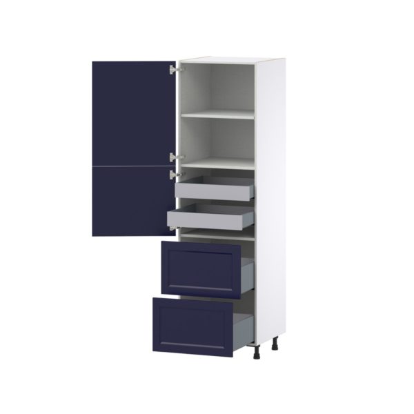 Camellia Painted Midnight Blue Recessed Assembled Pantry Cabinet 2 Doors with 2 Drawers and 2 Inner Drawers (24 in. W X 84.5 in. H X 24 in. D)