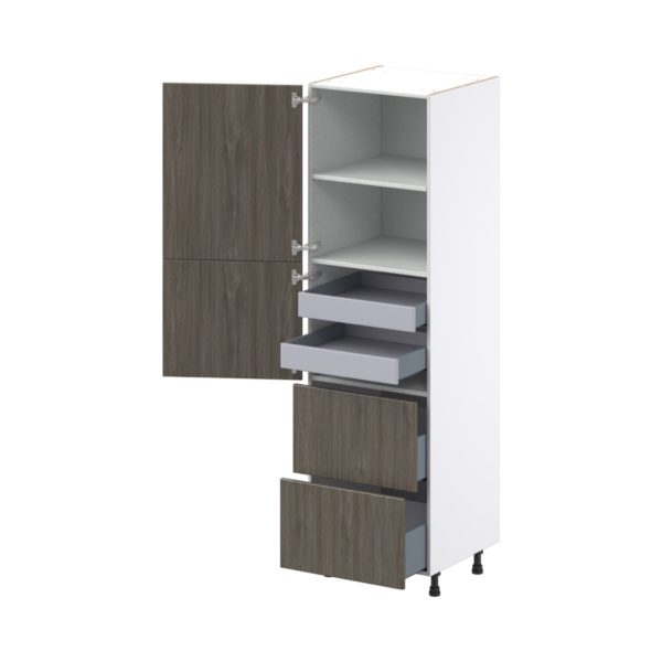 Cordyline Textured Slab Walnut Assembled Pantry Cabinet 2 Doors with 2 Drawers and 2 Inner Drawers (24 in. W X 84.5 in. H X 24 in. D)