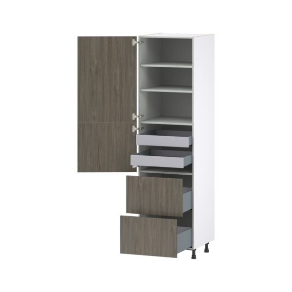 Cordyline Textured Slab Walnut Assembled Pantry Cabinet 1 Doors with 2 Drawers and 2 Inner Drawers (24 in. W X 89.5 in. H X 24 in. D)