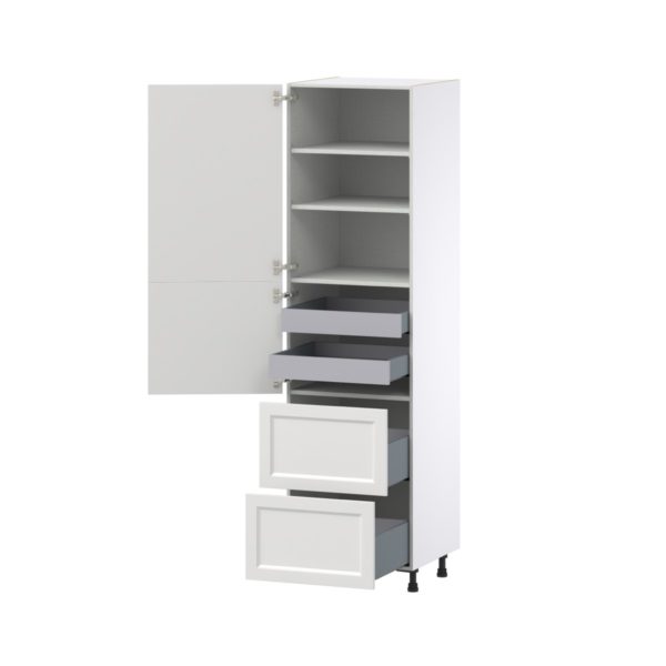 Magnolia Painted Bright White Recessed Assembled Pantry Cabinet 1 Doors with 2 Drawers and 2 Inner Drawers (24 in. W X 89.5 in. H X 24 in. D)