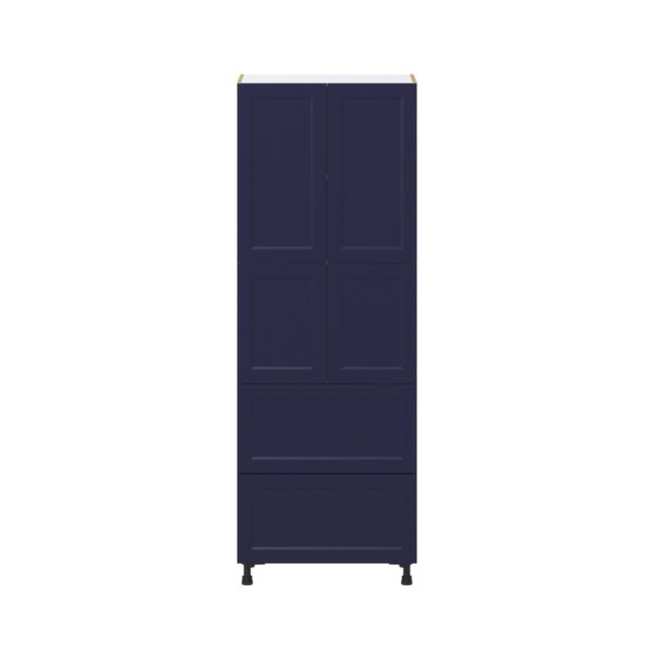 Camellia Painted Midnight Blue Recessed Assembled Pantry Cabinet 4 Doors with 2 Drawers and 2 Inner Drawers (30 in. W X 84.5 in. H X 24 in. D)