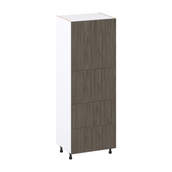 Cordyline Textured Slab Walnut Assembled Pantry Cabinet 4 Doors with 2 Drawers and 2 Inner Drawers (30 in. W X 84.5 in. H X 24 in. D)