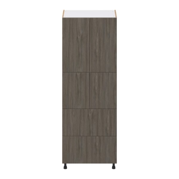 Cordyline Textured Slab Walnut Assembled Pantry Cabinet 4 Doors with 2 Drawers and 2 Inner Drawers (30 in. W X 84.5 in. H X 24 in. D)