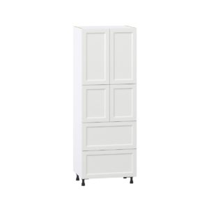 Magnolia Painted Bright White Recessed Assembled Pantry Cabinet 4 Doors with 2 Drawers and 2 Inner Drawers (30 in. W X 84.5 in. H X 24 in. D)