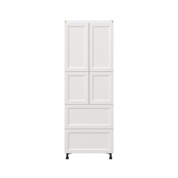 Magnolia Painted Bright White Recessed Assembled Pantry Cabinet 4 Doors with 2 Drawers and 2 Inner Drawers (30 in. W X 84.5 in. H X 24 in. D)