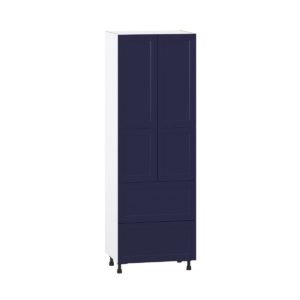 Camellia Painted Midnight Blue Recessed Assembled Pantry Cabinet 4 Doors with 2 Drawers and 2 Inner Drawers (30 in. W X 89.5 in. H X 24 in. D)