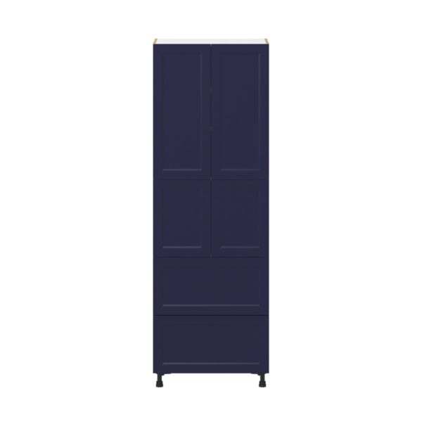 Camellia Painted Midnight Blue Recessed Assembled Pantry Cabinet 4 Doors with 2 Drawers and 2 Inner Drawers (30 in. W X 89.5 in. H X 24 in. D)