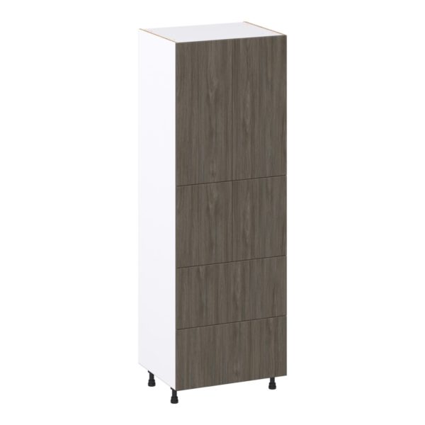 Cordyline Textured Slab Walnut Assembled Pantry Cabinet 4 Doors with 2 Drawers and 2 Inner Drawers (30 in. W X 89.5 in. H X 24 in. D)