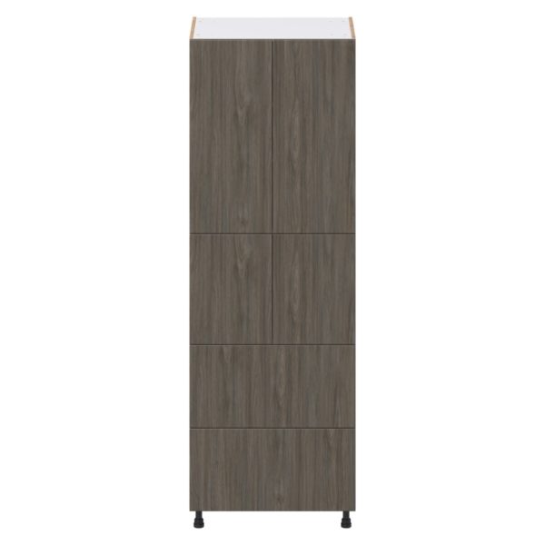 Cordyline Textured Slab Walnut Assembled Pantry Cabinet 4 Doors with 2 Drawers and 2 Inner Drawers (30 in. W X 89.5 in. H X 24 in. D)