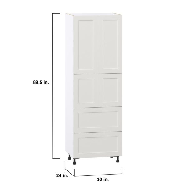 Wisteria Painted Light Gray Recessed Assembled Pantry Cabinet 4 Doors with 2 Drawers and 2 Inner Drawers (30 in. W X 89.5 in. H X 24 in. D)