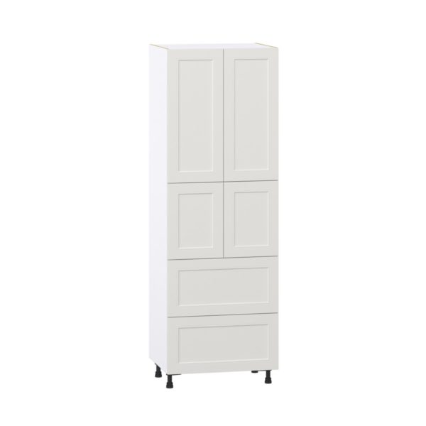 Wisteria Painted Light Gray Recessed Assembled Pantry Cabinet 4 Doors with 2 Drawers and 2 Inner Drawers (30 in. W X 89.5 in. H X 24 in. D)