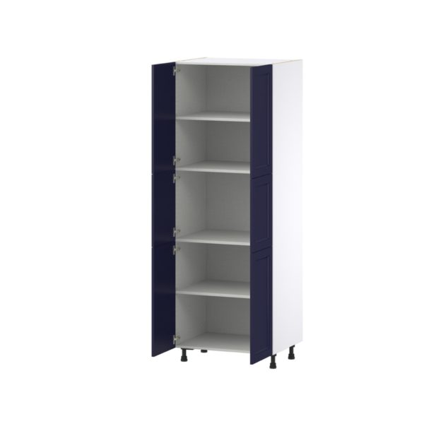 Camellia Painted Midnight Blue Recessed Assembled Pantry  Cabinet with 5 Shelves (30 in. W x 84.5 in. H x 24 in. D)