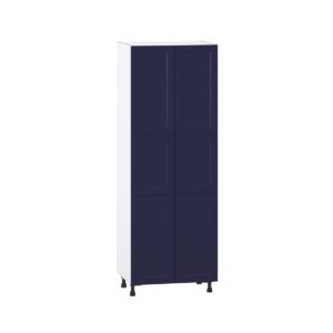 Camellia Painted Midnight Blue Recessed Assembled Pantry Cabinet with 6 Doors and 4 Inner Drawers (24 in. W X 84.5 in. H X 24 in. D)