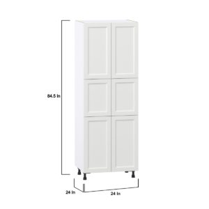 Magnolia Painted Bright White Recessed Assembled Pantry Cabinet with 6 Doors and 4 Inner Drawers (24 in. W X 84.5 in. H X 24 in. D)