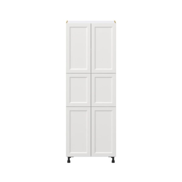 Magnolia Painted Bright White Recessed Assembled Pantry Cabinet with 6 Doors and 4 Inner Drawers (24 in. W X 84.5 in. H X 24 in. D)