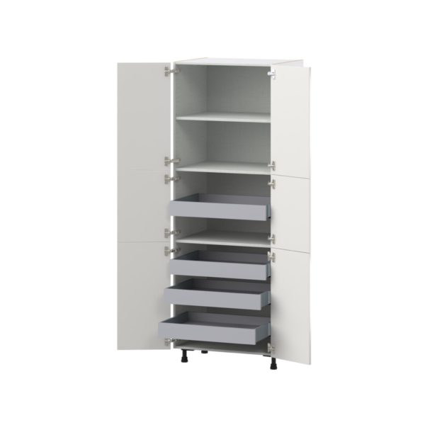 Wisteria Painted Light Gray Recessed Assembled Pantry Cabinet with 6 Doors and 4 Inner Drawers (24 in. W X 84.5 in. H X 24 in. D)