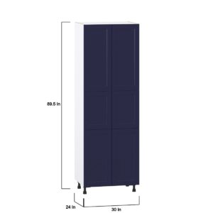 Camellia Painted Midnight Blue Recessed Assembled Pantry  Cabinet with 5 Shelves (30 in. W x 89.5 in. H x 24 in. D)