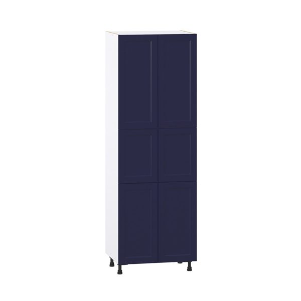 Camellia Painted Midnight Blue Recessed Assembled Pantry Cabinet with 6 Doors and 3 Inner Drawers (30 in. W X 89.5 in. H X 24 in. D)