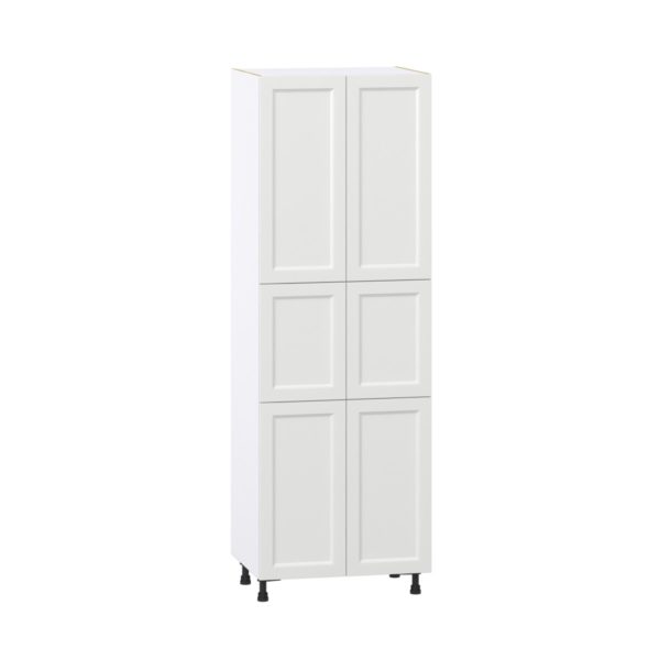 Magnolia Painted Bright White Recessed Assembled Pantry Cabinet with 6 Doors and 3 Inner Drawers (30 in. W X 89.5 in. H X 24 in. D)