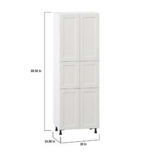 Wisteria Painted Light Gray Recessed Assembled Pantry  Cabinet with 5 Shelves (30 in. W x 89.5 in. H x 24 in. D)