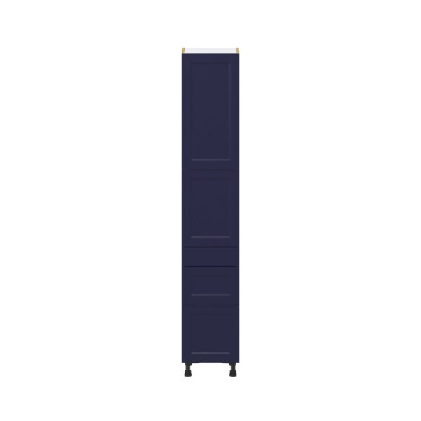 Camellia Painted Midnight Blue Recessed Assembled Pantry  Cabinet with 2 Inner Drawers (15 in. W x 84.5 in. H x 24 in. D)