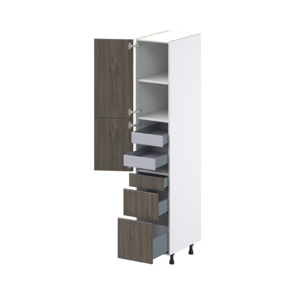 Cordyline Textured Slab Walnut Assembled Pantry  Cabinet with 2 Inner Drawers (15 in. W x 84.5 in. H x 24 in. D)