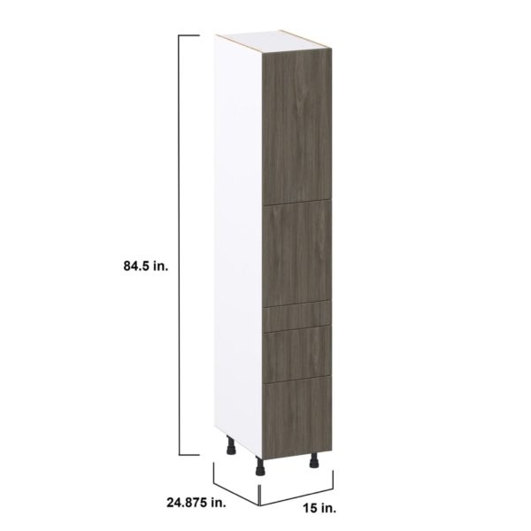 Cordyline Textured Slab Walnut Assembled Pantry  Cabinet with 2 Inner Drawers (15 in. W x 84.5 in. H x 24 in. D)