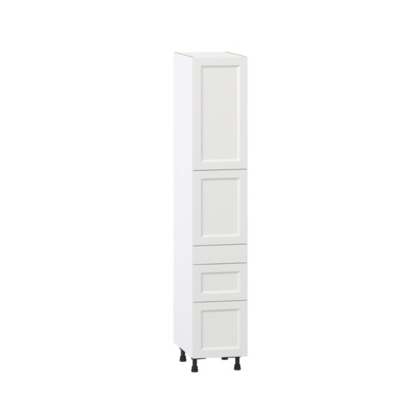 Magnolia Painted Bright White Recessed Assembled Pantry  Cabinet with 2 Inner Drawers (15 in. W x 84.5 in. H x 24 in. D)