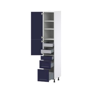 Camellia Painted Midnight Blue Recessed Assembled Pantry  Cabinet with 3 Drawers and 2 Inner Drawers (15 in. W x 89.5 in. H x 24 in. D)