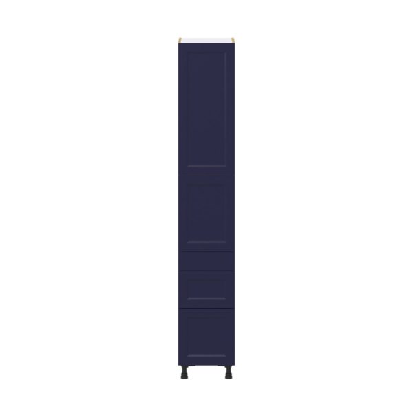 Camellia Painted Midnight Blue Recessed Assembled Pantry  Cabinet with 3 Drawers and 2 Inner Drawers (15 in. W x 89.5 in. H x 24 in. D)