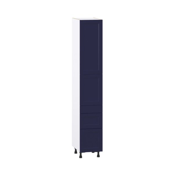 Camellia Painted Midnight Blue Recessed Assembled Pantry  Cabinet with 3 Drawers and 2 Inner Drawers (15 in. W x 89.5 in. H x 24 in. D)