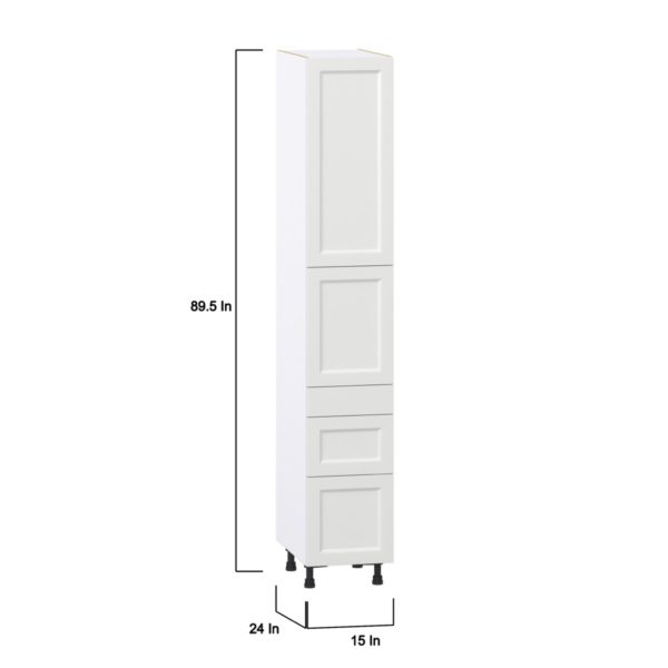 Magnolia Painted Bright White Recessed Assembled Pantry  Cabinet with 3 Drawers and 2 Inner Drawers (15 in. W x 89.5 in. H x 24 in. D)