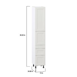 Wisteria Painted Light Gray Recessed Assembled Pantry  Cabinet with 3 Drawers and 2 Inner Drawers (15 in. W x 89.5 in. H x 24 in. D)